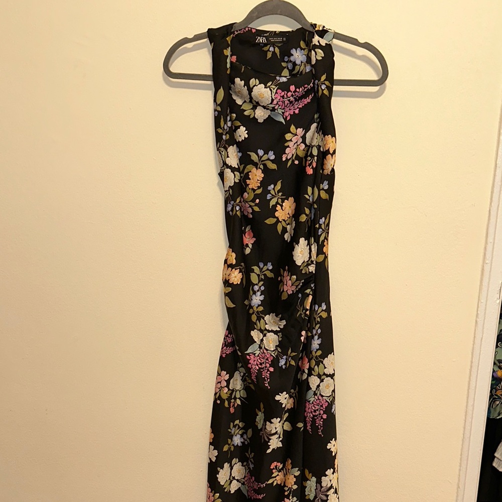 Zara Black Floral Midi Dress